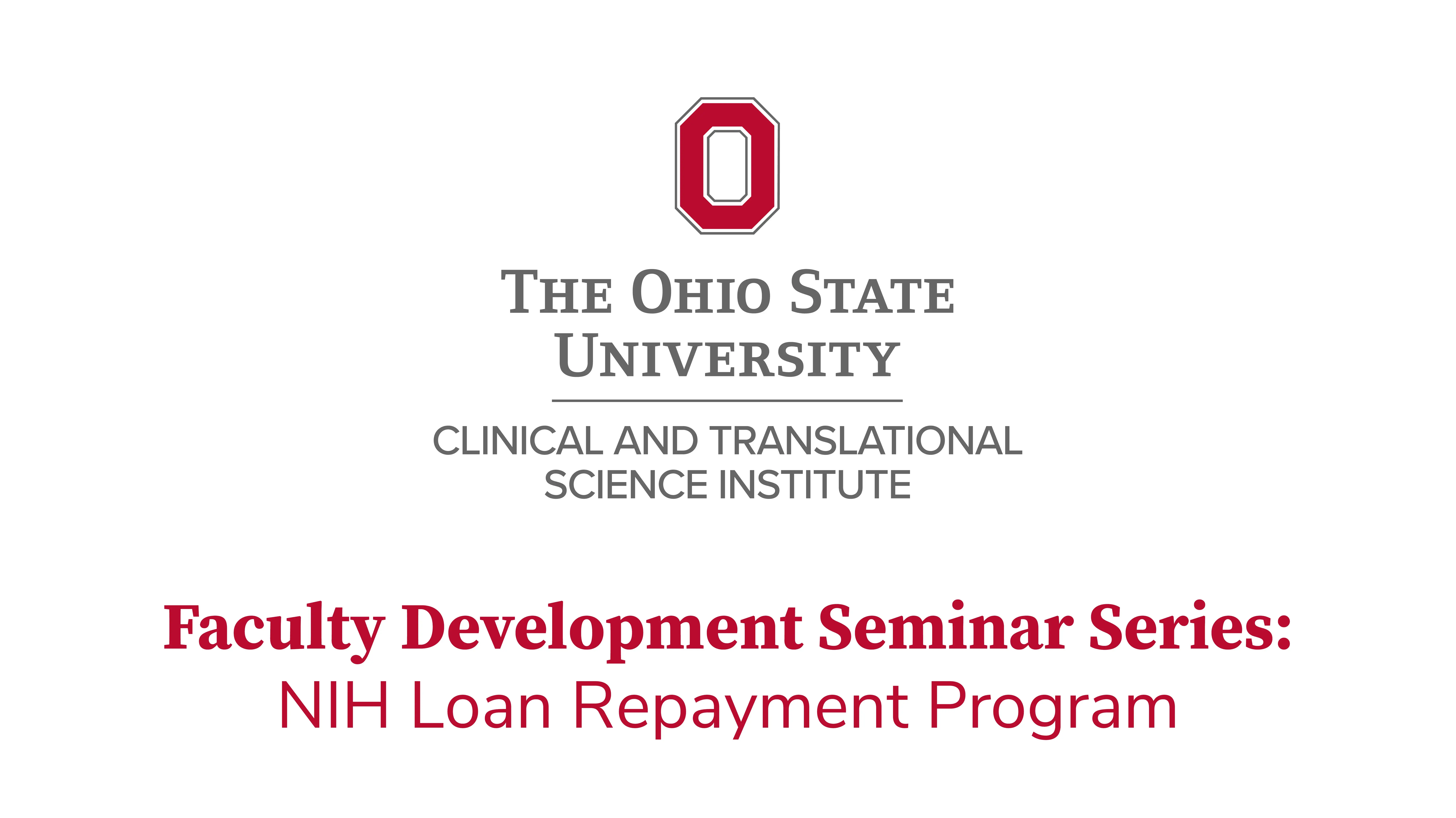 Cover of Faculty Development Seminar Series: NIH Loan Repayment Program