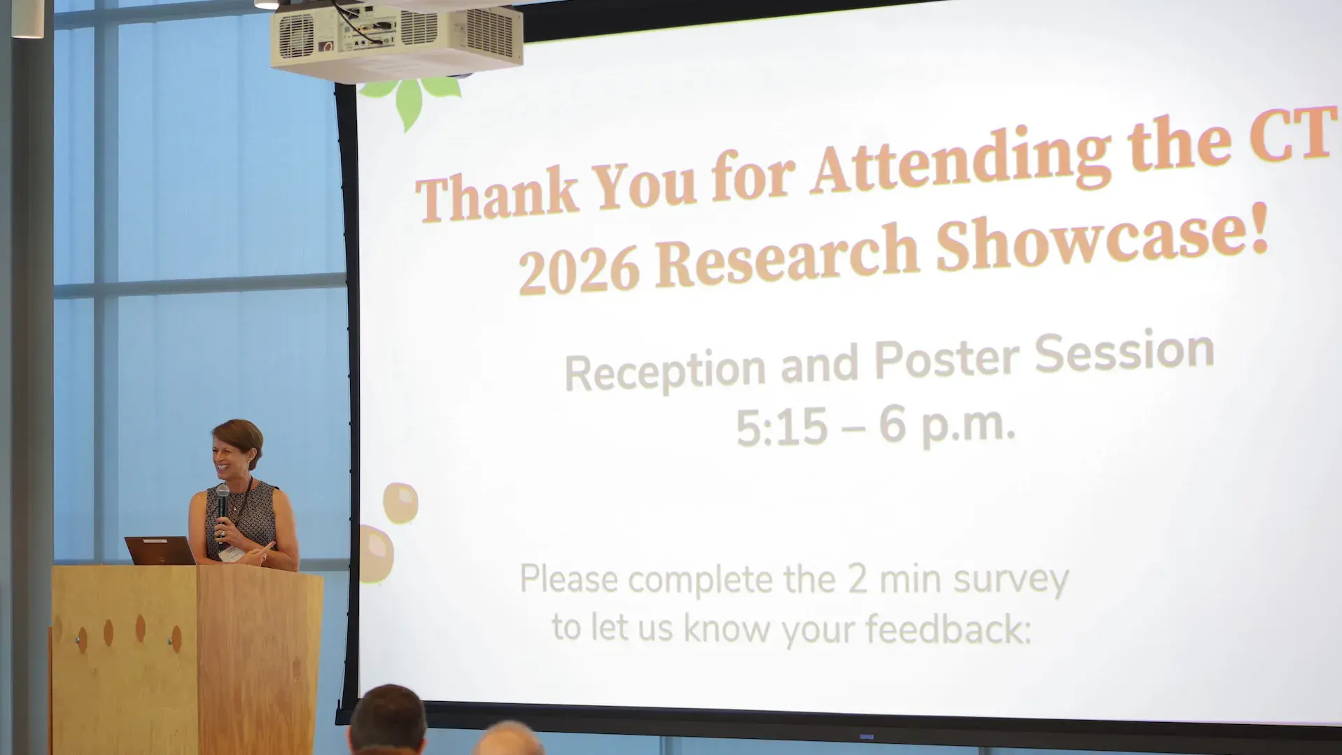 Dr Julie Johnson addressing attendees at the research showcase