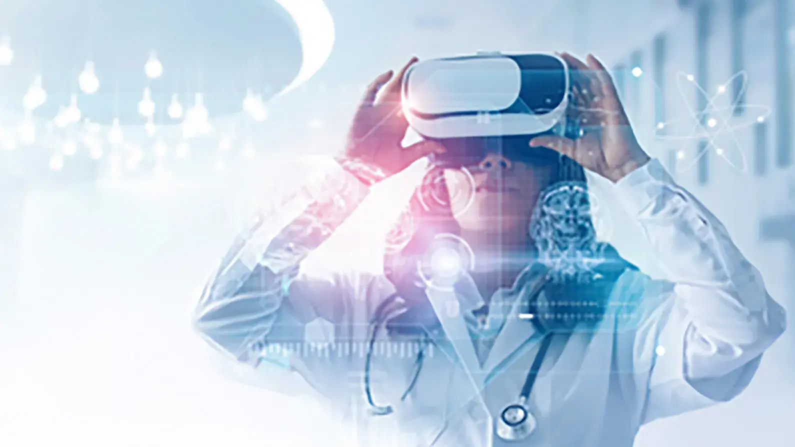 female doctor using an augmented reality headset